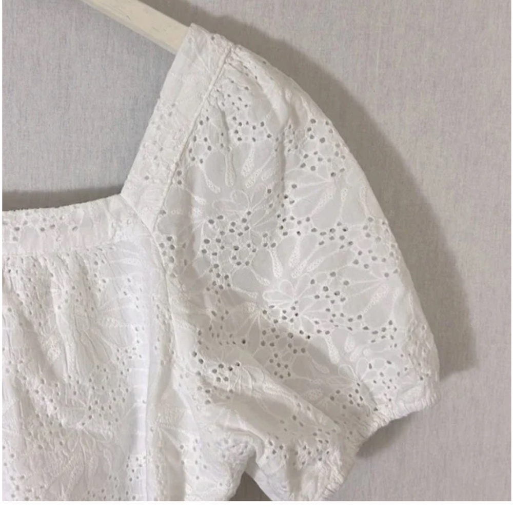 LOFT white eyelet cotton top (like new). - Picture 2 of 4